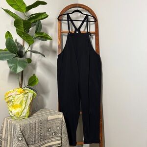 Old Navy LARGE Black Maternity Tie Strap Knit Overall Jumpsuit